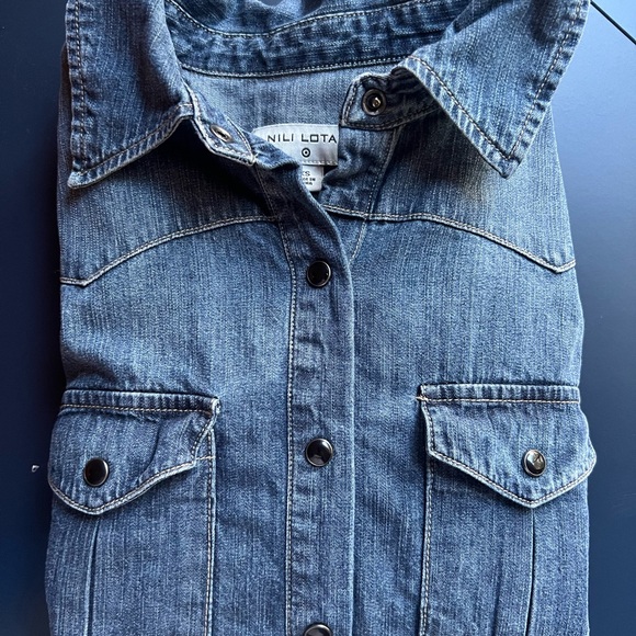 Nili Lotan Woman’s Dark Blue Denim Button Up - Picture 1 of 8